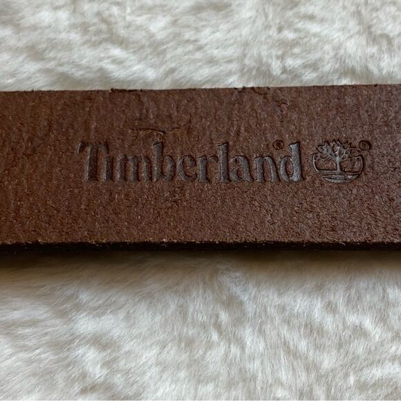 Timberland Brown Leather Belt With Silver Rivets Size Medium - Picture 3 of 9
